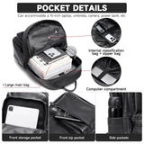MATE ELAN Laptop Backpack For Men Women Waterproof 15 Inch Pu Leather Black Casual Backapck For Work Business Travel College
