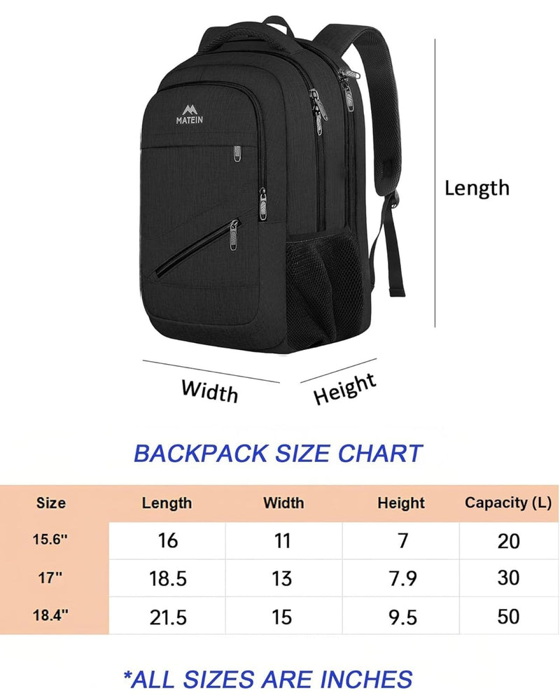 MATEIN 17 Inch Work Laptop Backpack, Large College Computer Bookbag with TSA Laptop Compartment, Water Resistant Business Travel Backpack with Anti Theft Pocket, Graduation Gifts for Men Women