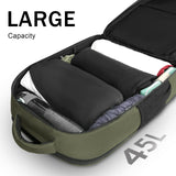 MATEIN Extra Large 45L Travel Backpack, Airline Approved Carry on Backpack with USB Port & Shoe Compartment, Water Resistant Luggage College Overnight Weekender Travel Bag Fit 18" Laptop, Green