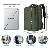 MATEIN Extra Large 45L Travel Backpack, Airline Approved Carry on Backpack with USB Port & Shoe Compartment, Water Resistant Luggage College Overnight Weekender Travel Bag Fit 18" Laptop, Green
