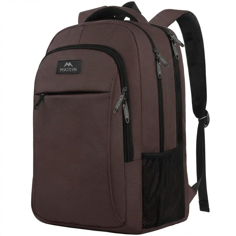 MATEIN Laptop Backpack, Extra Large TSA Friendly 17.3 Inch Travel Computer Backpack, Anti Theft Carry On Flight Approved Business Work College Backpack Bag for Men Women, Brown