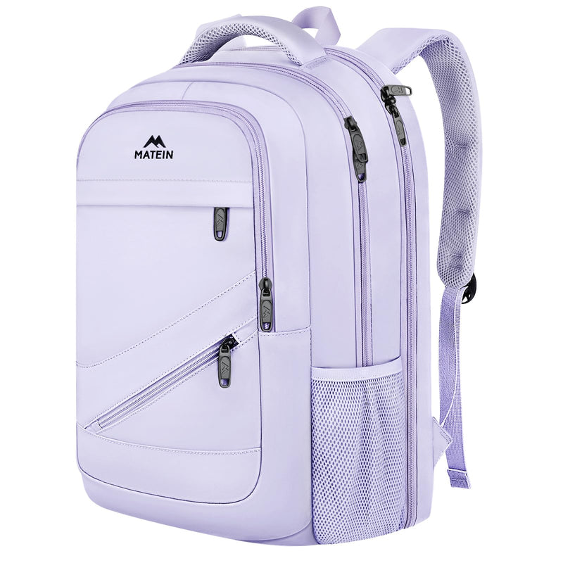 MATEIN Large 17 Inch Laptop Backpack for Women, Lightweight Travel Backpack Fits College School Essentials, Anti Theft Work Commute Nursing Computer Bag TSA Approved for Weekender Trip, Light Purple