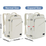 MATEIN Large Backpack for Travel Flight Approved, 45L Carry on Backpack with Padded Shoulder Straps for Adult, Men, Women, Expandable Daypack for Clothes, Travel Essentials, Beige