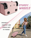MATEIN Rolling Backpack for Women, 17 Inch Travel Laptop Backpacks with Wheels, Large Carry On Business Luggage Roller Backpack, Waterproof Trolley Suitcase Overnight College Work Computer Bag, Pink