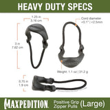 MAXPEDITION Positive Grip Zipper Pulls (Large, Black) Pack of 6, Zipper Pull Replacement for Tactical Backpack, EDC Pouch, Bug Out Bag & Luggage, Sling Pull Tab, PZLBLK