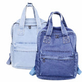 MaxxCloud Retro Cotton Jeans Backpack Purse for Women Men, Casual Denim Shoulder Daypack Handbag Rucksack, Soft Lightweight Bag Top Handle (Dark Blue)