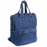 MaxxCloud Retro Cotton Jeans Backpack Purse for Women Men, Casual Denim Shoulder Daypack Handbag Rucksack, Soft Lightweight Bag Top Handle (Dark Blue)