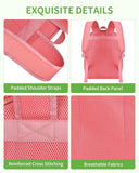 MAY TREE Mesh Backpack Heavy Duty Big Mesh Bag Large Capacity for Travel Beach Hiking Outdoor Sports with Paded Strap, Pink