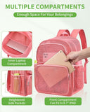 MAY TREE Mesh Backpack Heavy Duty Big Mesh Bag Large Capacity for Travel Beach Hiking Outdoor Sports with Paded Strap, Pink