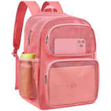 MAY TREE Mesh Backpack Heavy Duty Big Mesh Bag Large Capacity for Travel Beach Hiking Outdoor Sports with Paded Strap, Pink