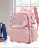 MAY TREE Mesh Backpack Heavy Duty Big Mesh Bag Large Capacity for Travel Beach Hiking Outdoor Sports with Paded Strap, Princess Pink