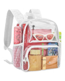 MAY TREE Small Clear Backpack Stadium Approved for Women and Men Clear Bag for Stadium Events Concert Sporting Festival, White