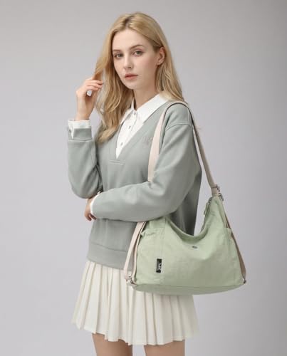 maytopia Tote Bag Convertible Backpack Purse for Women Nylon Hobo Crossbody Bag Message Bag Shoulder Handbags for Daily Work (Beige)