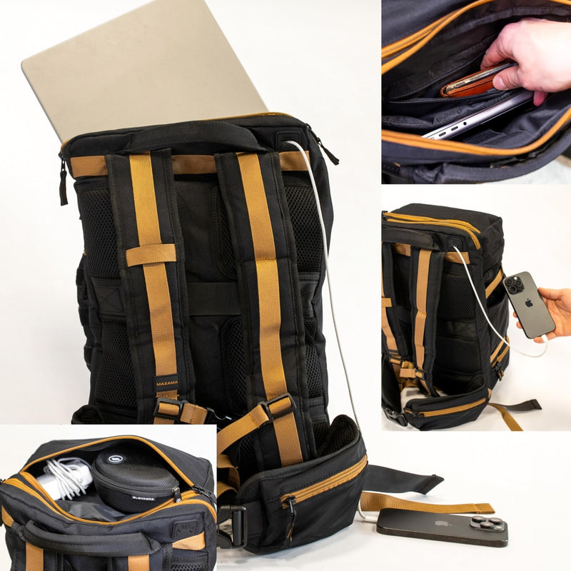 Mazama DAE Pack – All - in - One, Airline Approved Carry - On Backpack. Multi - Use Daypack with Pockets for Hydration Reservoir and Laptop, for School, Work, Travel, Hiking & Commuting. Includes Rain Cover.