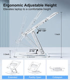 MCHOSE Acrylic Laptop Stand for Desk with 360 Rotating Base Ergonimic Foldable Clear Laptop Riser Compatible with MacBook Pro/Air Notebook up to 16 Inches, Ultra Thick Acrylic Transparent