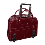 McKlein EDGEBROOK, Top Grain Cowhide Leather, 15" Leather Vertical Wheeled Ladies' Laptop/ Computer & Tablet Business Briefcase Bag/ Women's Rolling Overnight Travel Bag, Removable trolley case