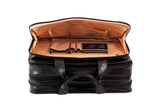 McKlein, R Series, WALTON, Top Grain Cowhide Leather, 17" Leather Expandable Double Compartment Laptop Briefcase w/Removable Sleeve, Black (83985)