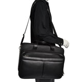 McKlein, R Series, WALTON, Top Grain Cowhide Leather, 17" Leather Expandable Double Compartment Laptop Briefcase w/Removable Sleeve, Black (83985)