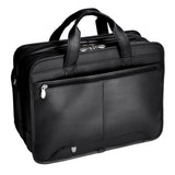 McKlein, R Series, WALTON, Top Grain Cowhide Leather, 17" Leather Expandable Double Compartment Laptop Briefcase w/Removable Sleeve, Black (83985)
