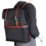 McKleinUSA Element, 1680D Ballistic Nylon with Leather Trim, 17" Nylon, Two - Tone, Flap - Over, Laptop & Tablet Backpack, Black (78475)