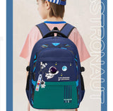 MCWTH Astronaut Backpack for Boys Teens, Large Capacity School Bag Bookbag for Kids Elementary Middle (Blue Cyan)