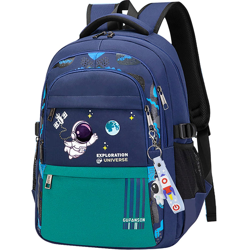 MCWTH Astronaut Backpack for Boys Teens, Large Capacity School Bag Bookbag for Kids Elementary Middle (Blue Cyan)