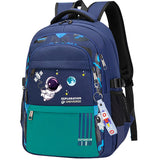 MCWTH Astronaut Backpack for Boys Teens, Large Capacity School Bag Bookbag for Kids Elementary Middle (Blue Cyan)