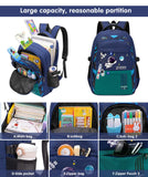 MCWTH Astronaut Backpack for Boys Teens, Large Capacity School Bag Bookbag for Kids Elementary Middle (Blue Cyan)
