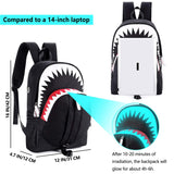 MCWTH Shark Backpacks for Teen Boys, Cool Kids Backpack for School Bookbags (Glow)