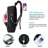 MCWTH Shark Backpacks for Teen Boys, Cool Kids Backpack for School Bookbags (Glow)