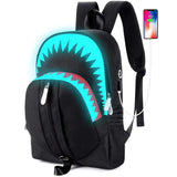 MCWTH Shark Backpacks for Teen Boys, Cool Kids Backpack for School Bookbags (Glow)