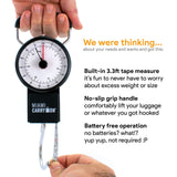 Mechanical Luggage Scale with Tape Measure, Up to 75 Pounds