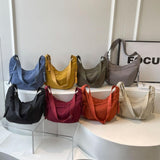 Medium Crossbody Tote Bag Trendy Light Weight Nylon Purse for Books, Casual Crescent Crossbody Bags for Women (Orange)
