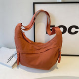 Medium Crossbody Tote Bag Trendy Light Weight Nylon Purse for Books, Casual Crescent Crossbody Bags for Women (Orange)
