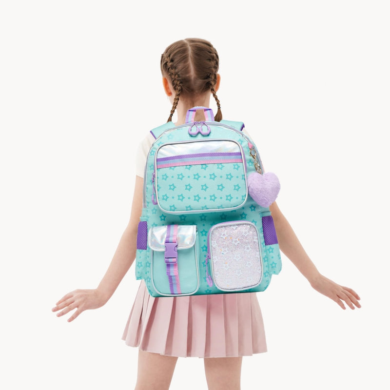 Meetbelify Backpack with Wheels for Girls Rolling Backpack Cute Carry on Backpack for Elementary Student