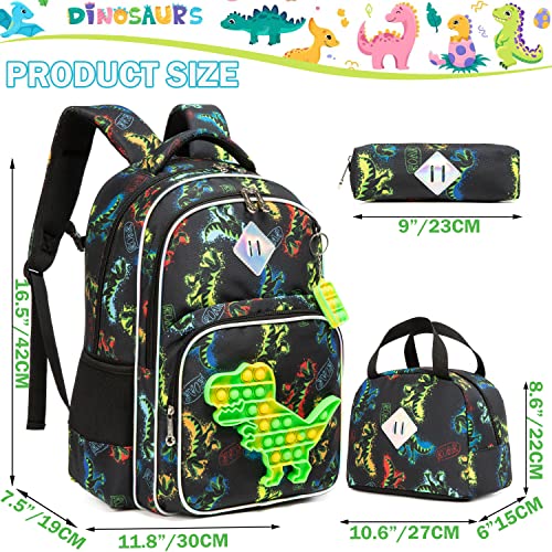 Meetbelify Boys Dinosaur Backpack for Elementary Kindergarten School Bag with Lunch Box Set Kids Backpack Set for Boys Age 6-8