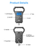 Meilen Fishing Scale,110lb/50kg Hanging Luggage Weigh Scale Unit with Backlit LCD Display, Suitcase Luggage Weigh Divice with Large Handle, Digital Postal Unit Fishing Gifts for Men