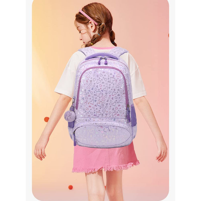 Meisohua School Backpack for Girls Kids Preschool Kindergarten Elementary School Bookbag with Lunch Bag 3 in 1 Set Water Resistant Furry Backpack Set