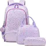Meisohua School Backpack for Girls Kids Preschool Kindergarten Elementary School Bookbag with Lunch Bag 3 in 1 Set Water Resistant Furry Backpack Set