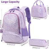 Meisohua School Backpack for Girls Kids Preschool Kindergarten Elementary School Bookbag with Lunch Bag 3 in 1 Set Water Resistant Furry Backpack Set