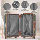 Melalenia Luggage Sets 3 Piece, Hard Shell Carry on Suitcase with Spinner Wheels and TSA Lock, Travel Lightweight Luggage Set for Women, Green Brown