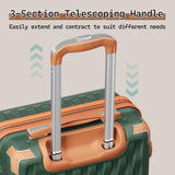 Melalenia Luggage Sets 3 Piece, Hard Shell Carry on Suitcase with Spinner Wheels and TSA Lock, Travel Lightweight Luggage Set for Women, Green Brown