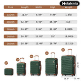 Melalenia Luggage Sets 4 Piece Hard Shell Carry on Suitcase with Spinner Wheels and TSA Lock, Lightweight Travel Duffel Bag for Women, Men, Green Brown