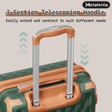 Melalenia Luggage Sets 4 Piece Hard Shell Carry on Suitcase with Spinner Wheels and TSA Lock, Lightweight Travel Duffel Bag for Women, Men, Green Brown