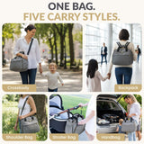 Mellories 4 in 1 Convertible Baby Diaper Bag – Converts from Tote to Backpack, Stroller & Crossbody Diaper Bag – Gray Baby Travel Bag – Gift for Moms