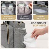 Mellories 4 in 1 Convertible Baby Diaper Bag – Converts from Tote to Backpack, Stroller & Crossbody Diaper Bag – Gray Baby Travel Bag – Gift for Moms