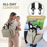 Mellories 4 in 1 Convertible Diaper Bag Tote for Baby Boys and Girls - Converts into Diaper Backpack, Baby Tote, Stroller and Crossbody Diaper Bag - Beige Baby Travel Bag - Gift for Mom