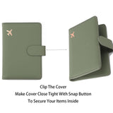Melsbrinna Premium Leather Passport Holder Covers Case, Waterproof Rfid Blocking Travel Wallet Passport Holder with Pen Holder, Cute Passport Book for Women/Men (Simplicity, AE - Moss green)