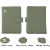 Melsbrinna Premium Leather Passport Holder Covers Case, Waterproof Rfid Blocking Travel Wallet Passport Holder with Pen Holder, Cute Passport Book for Women/Men (Simplicity, AE - Moss green)