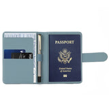 Melsbrinna Premium Leather Passport Holder Covers Case, Waterproof Rfid Blocking Travel Wallet Passport Holder with Pen Holder, Cute Passport Book for Women/Men (Simplicity, AB - Greyish green)